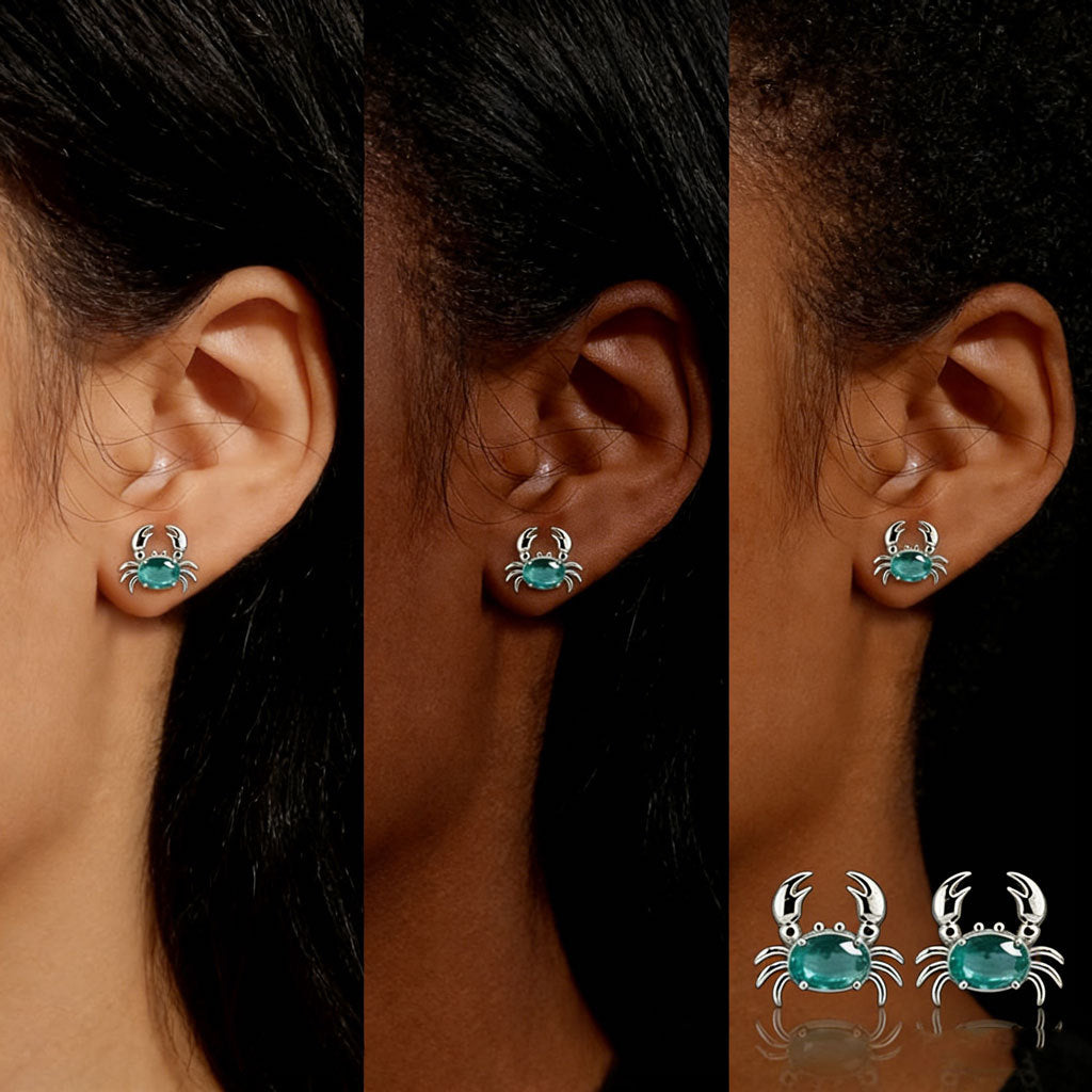 Women's Cute Crab Earrings Silver Color Vera Lux