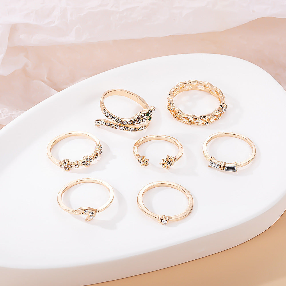 Women's Hollow Moon Snake-Shaped Ring Set Vera Lux