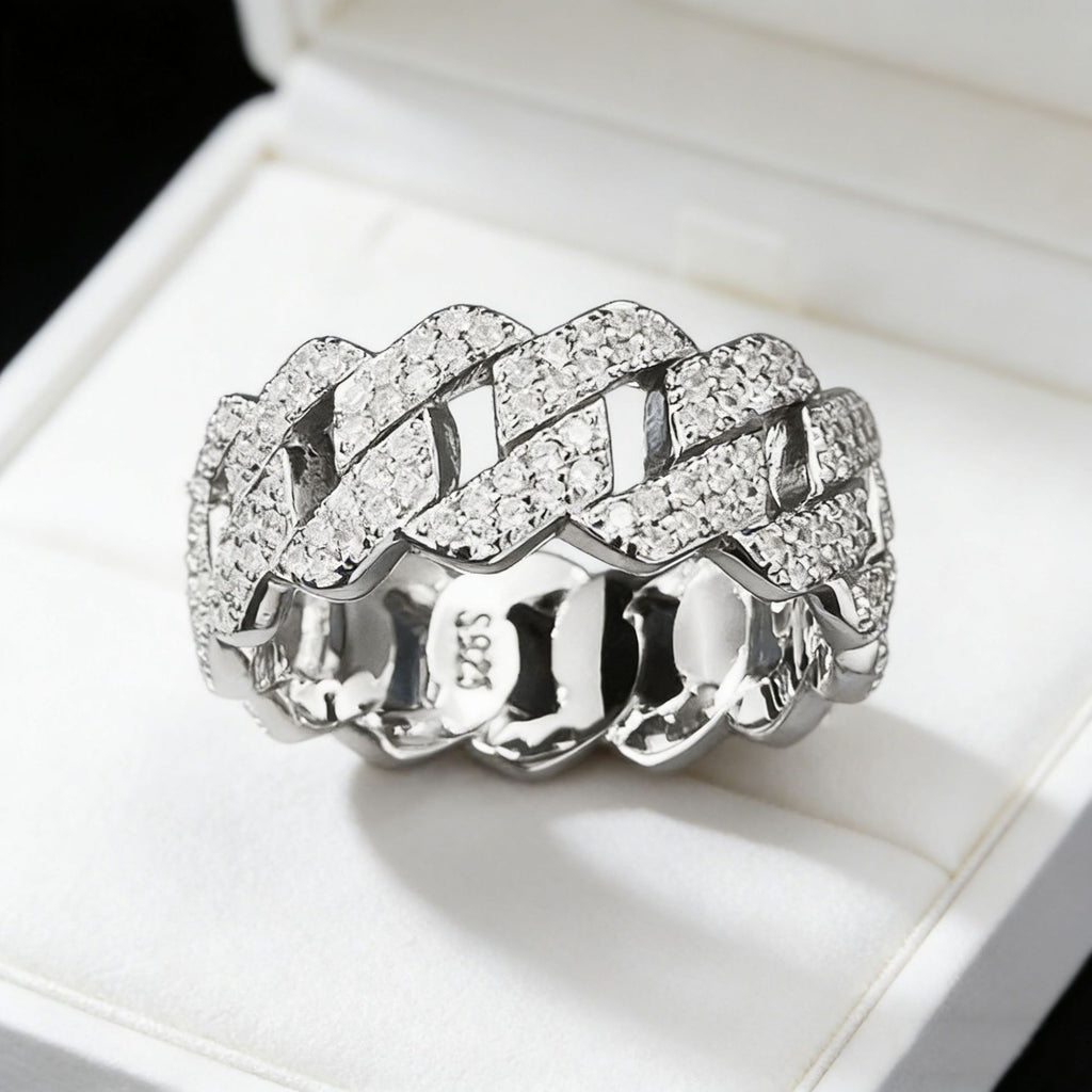 S925 Silver Ring Clasp With Cubic Zirconia Quadrilateral Shape Vera Lux