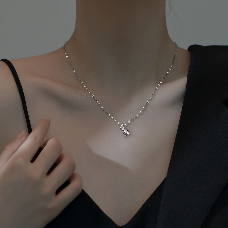 1pcs 999 Sterling Silver Hollow Cutout Lucky Money Bag Necklace, Elegant Delicate Style, Ideal For Birthday Gifts Vera Lux