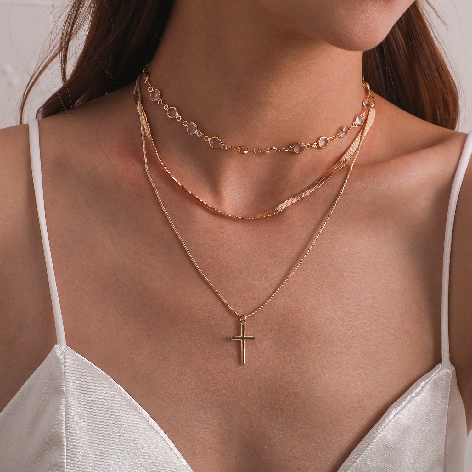 Fashion Rhinestone Necklace Cross Pendant Necklace For Women Vera Lux