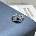 Nine Purple Fire Series Purple Rhinestone Open Ring, Sweet Cool Luxury Minimalist Unique Design Women Finger Ring Vera Lux