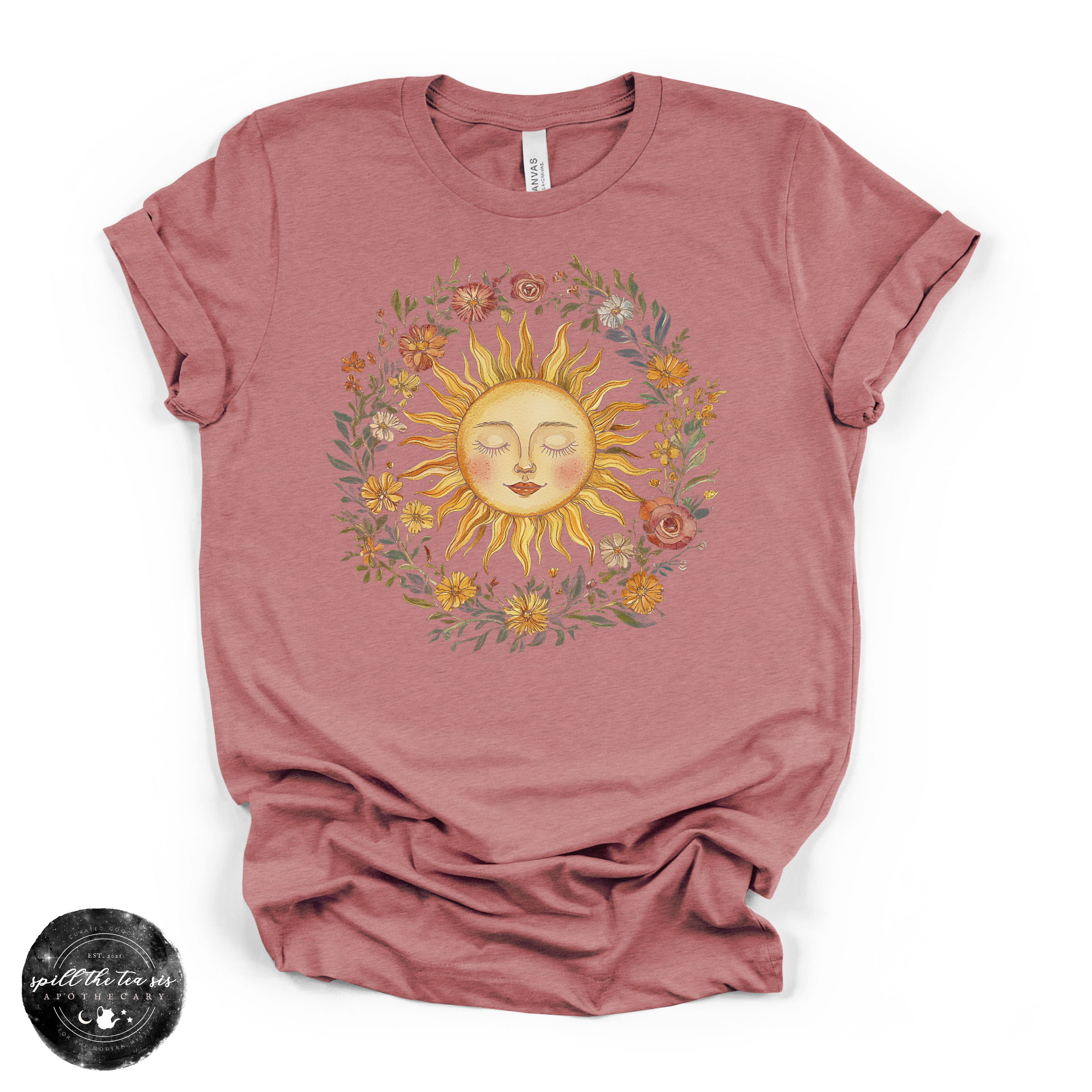 Celestial Sun Tee | Mystical Sun Graphic T-Shirt Spill The Tea Sis Apothecary