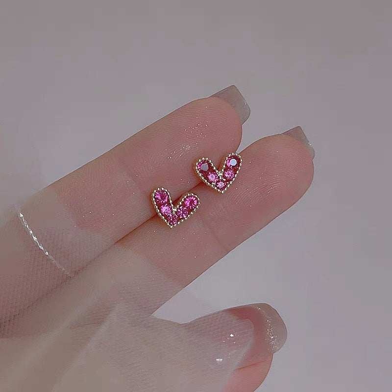 Gold Plated Tiny Heart Stud Earrings For Women, Ins Stylish Niche Minimal Earrings, Wearable All Day Daily Jewelry Vera Lux