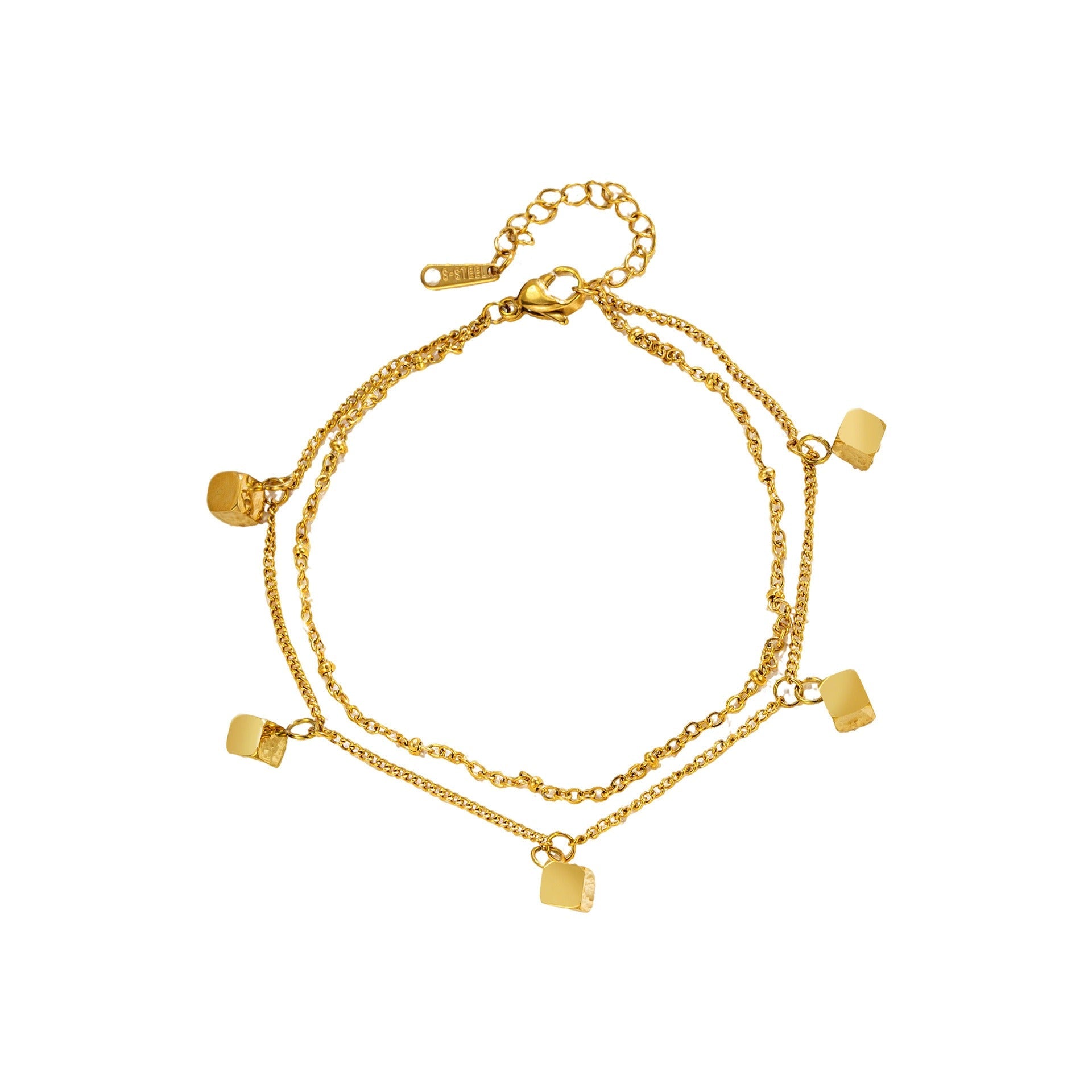 18k gold plated light luxury square double-layer design anklet Vera Lux