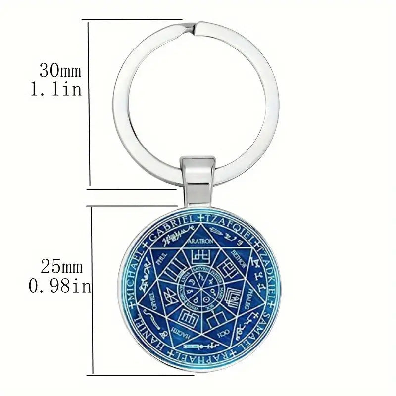 Seven-pointed Star Letter Pattern Glass Pendant Keychain Vera Lux