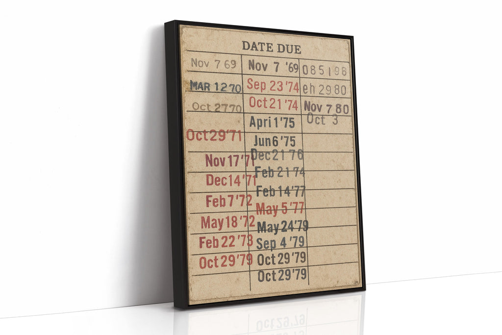 Vintage Library Date Due Card – Retro Paper Texture Wall Art Kooly