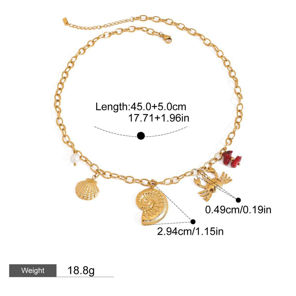 18K Gold Conch Shaped Necklace Vera Lux