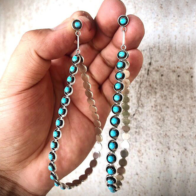 Hollowed-out Large Teardrop Turquoise Earrings Trendy And Unique Vera Lux
