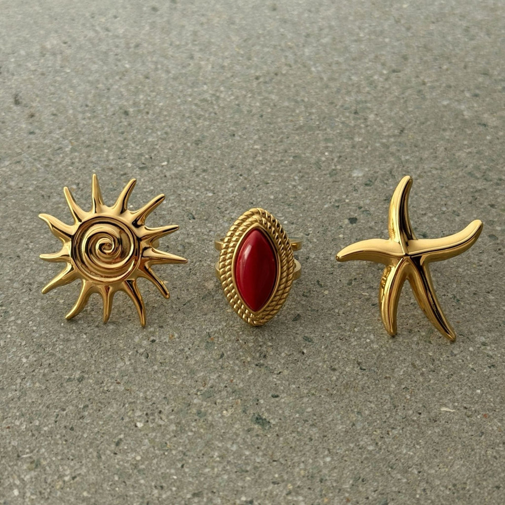 18K Gold Red Agate Ring Vera Lux