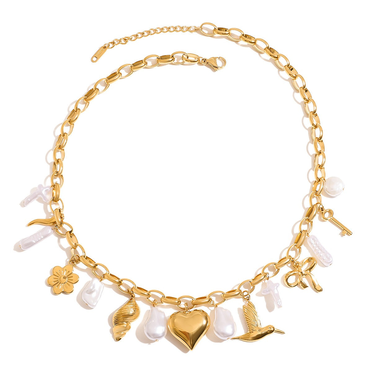 18K gold heart with irregular pearl design exquisite and noble necklace Vera Lux
