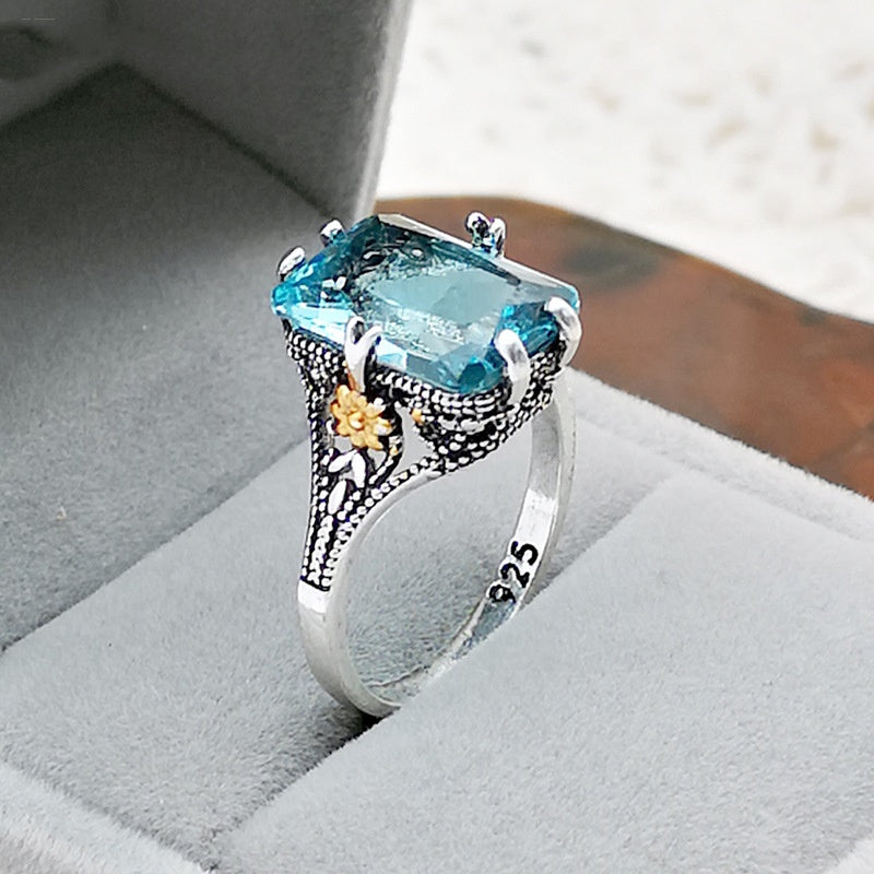 Sapphire-blue Topaz Ring With Gold Plating Vera Lux