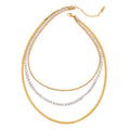 18K gold multi-layer chain with gold and silver color matching design simple personality necklace Vera Lux