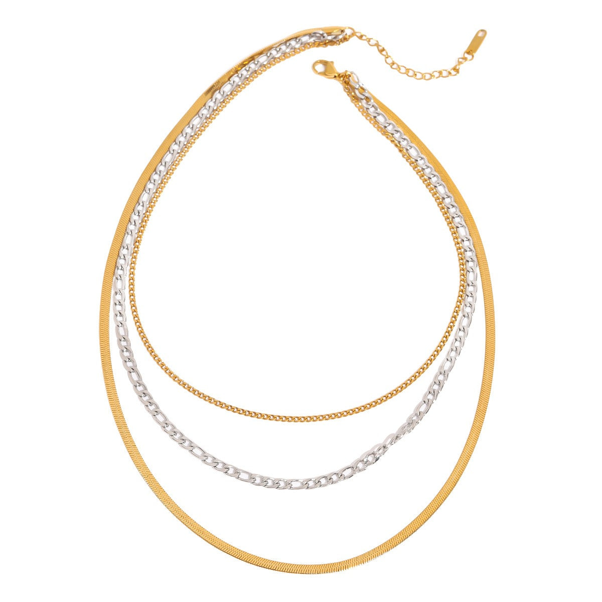 18K gold multi-layer chain with gold and silver color matching design simple personality necklace Vera Lux