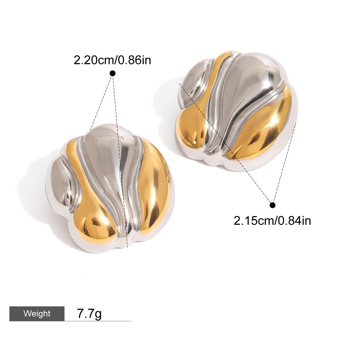 18k gold geometric shape with gold and silver color matching design fashionable and personalized earrings Vera Lux