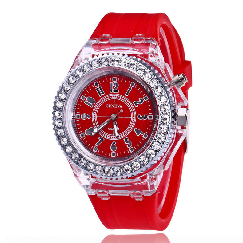 LED Luminous Watches Geneva Women Quartz Watch Women Ladies Silicone Bracelet Watches Vera Lux