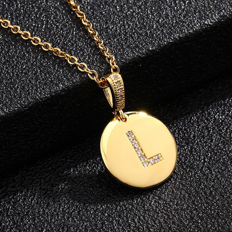 Zircon Initial Disc Necklace Collection Vera Lux