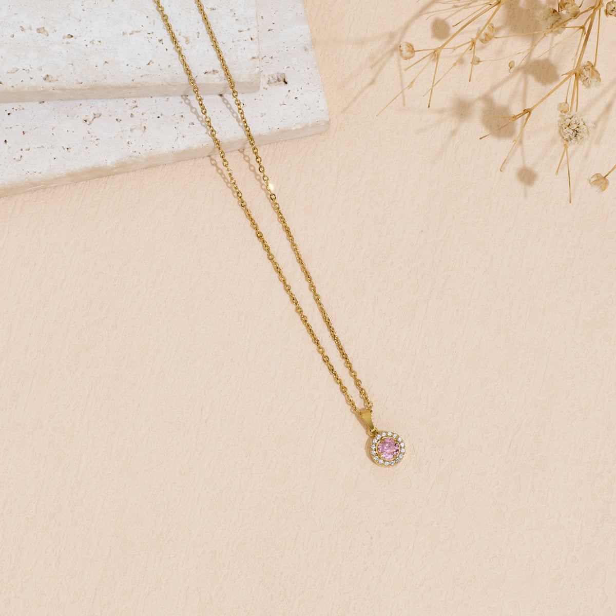 Stainless Steel Pendant Necklace With Zircon Inlay Vera Lux
