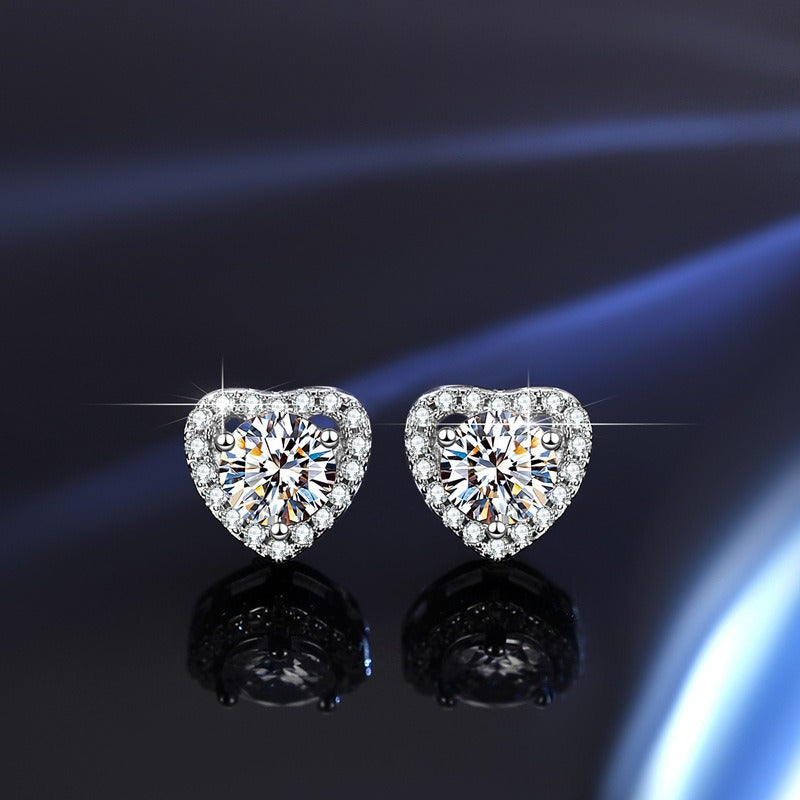 S925 romantic heart-shaped sterling silver earrings Vera Lux