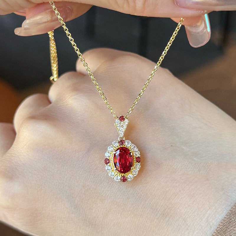 Blood Ruby Pendant Luxury Red Corundum Necklace Vera Lux