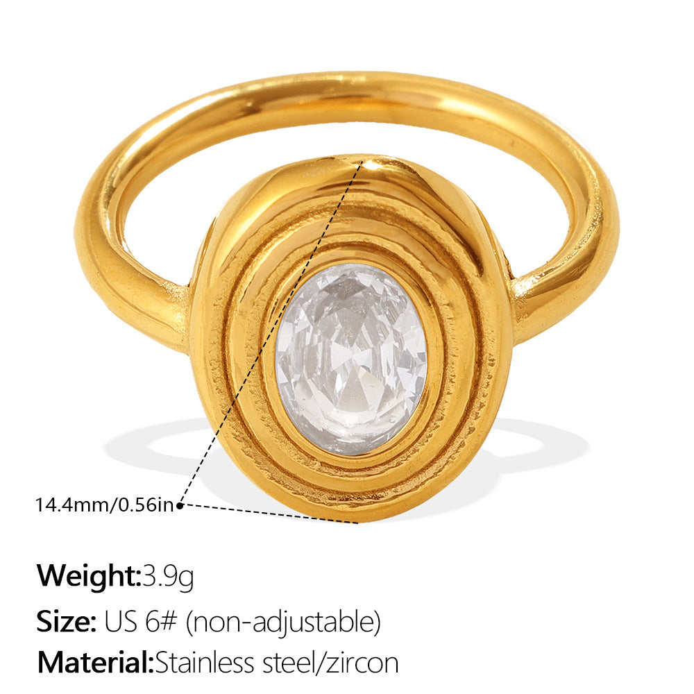 European And American Cross-border Vintage Luxury Oval White Diamond Ring, With A Sophisticated And Niche Design, In Gold Finger Ring Accessory. Vera Lux