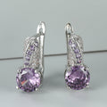 AutumnWinter Accessories White K-Gold Inlaid Round Amethyst Ear Clips Vera Lux