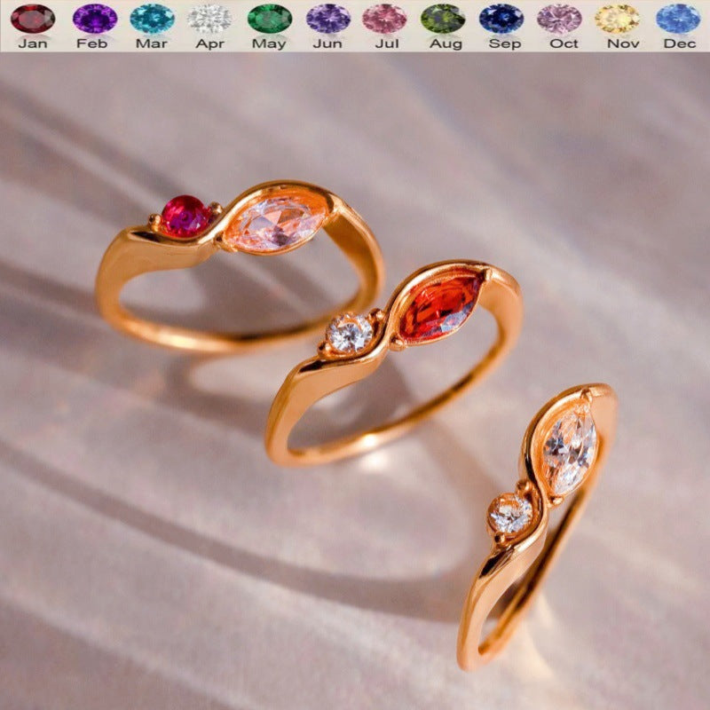 Elegant Wave Birthstone Ring Vera Lux