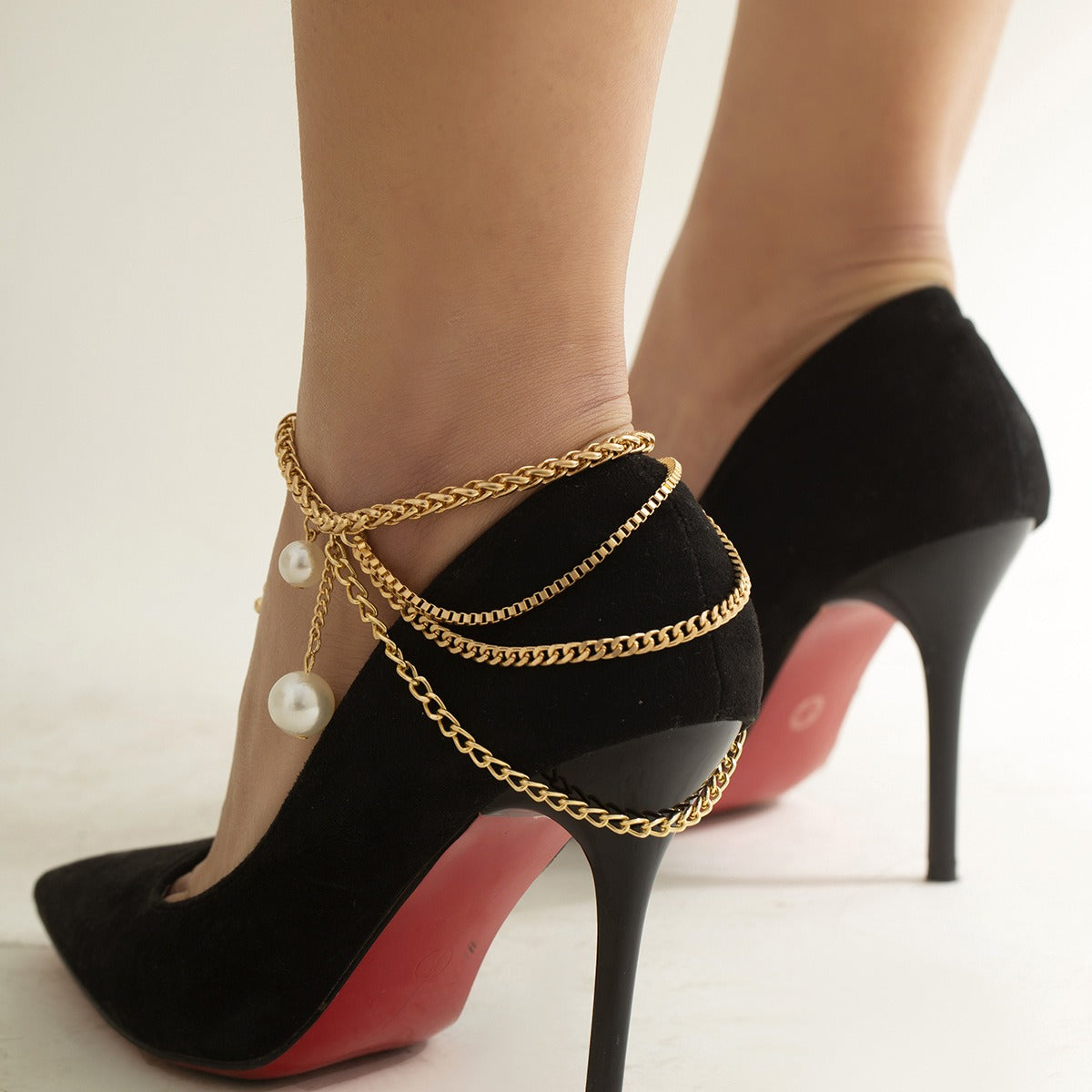 Beach Imitation Pearl Pendant Tassel Chain Anklet Vera Lux