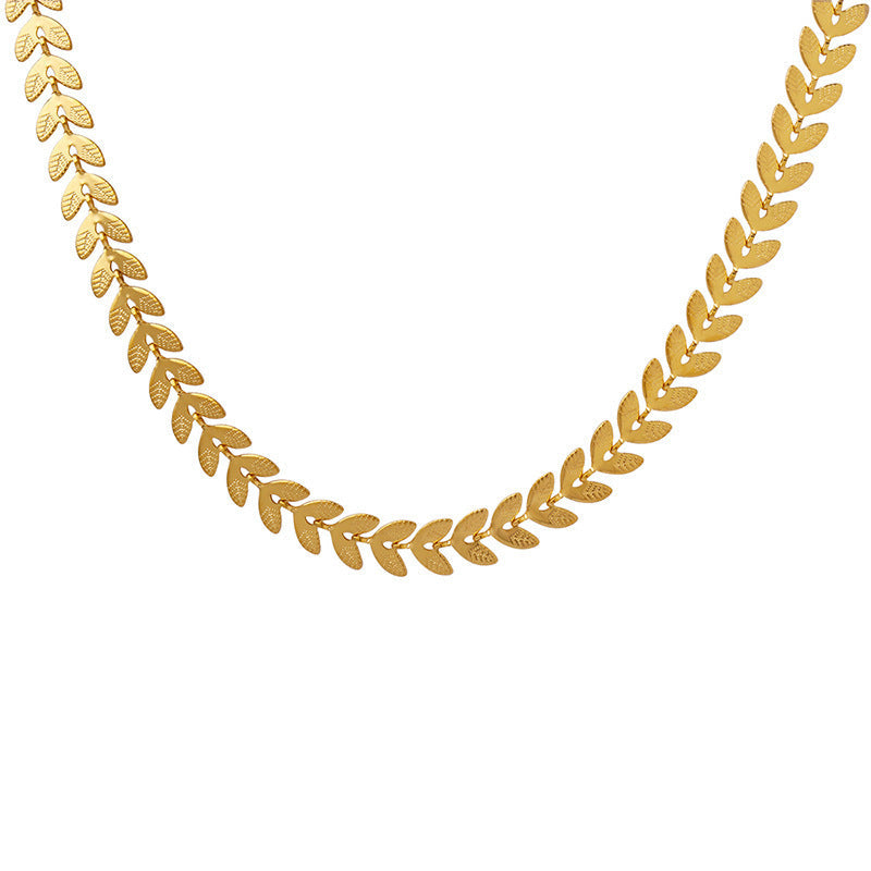 18K Gold-Plated Leaf Titanium Steel Necklace Vera Lux