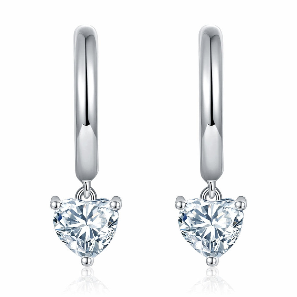 S925 Sterling Silver 5x5mm Heart Shaped Moissanite Hoop Earrings  Platinum Plated Dangle Earrings With GRA Certificate Romantic Jewelry Gift Box Set For Women Vera Lux