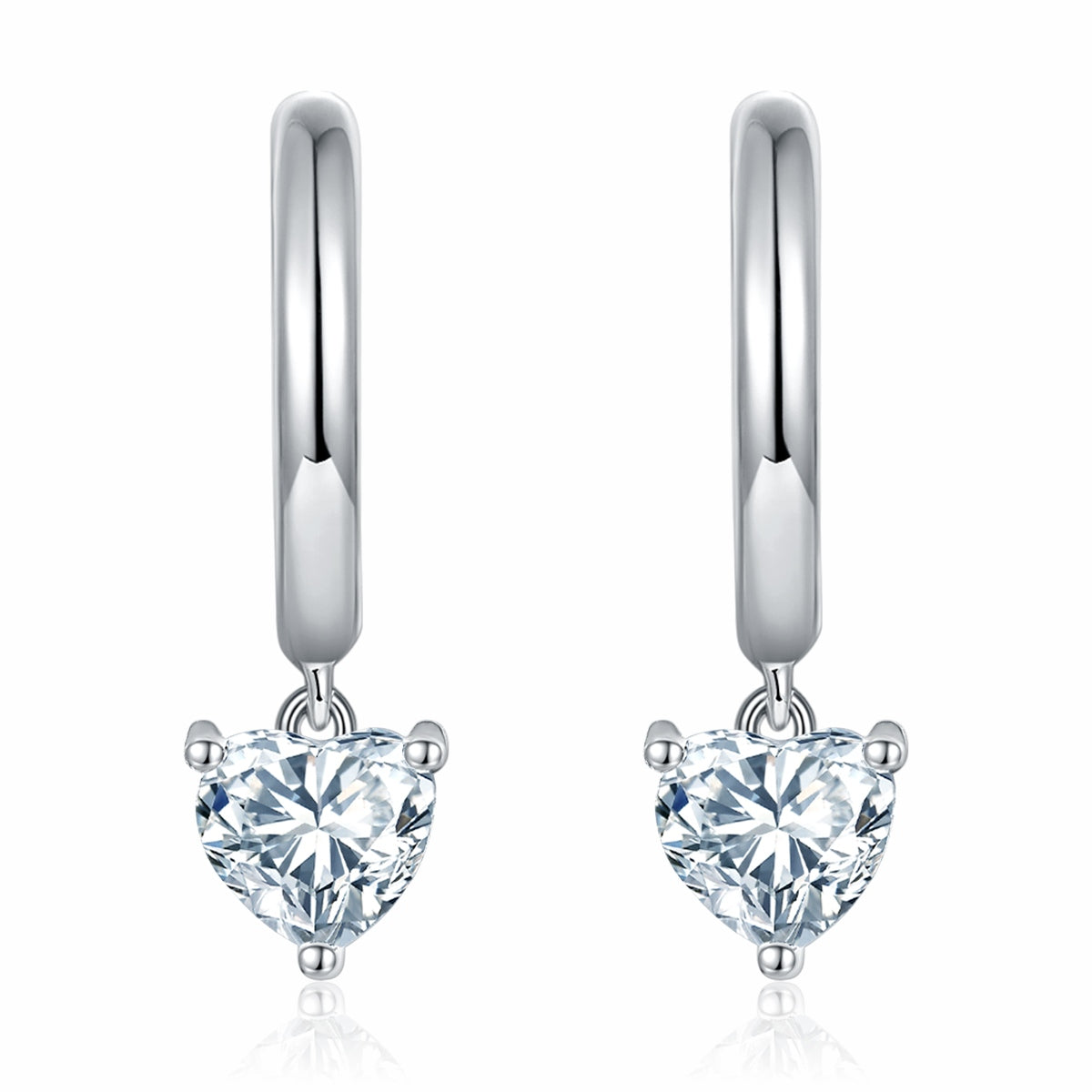 S925 Sterling Silver 5x5mm Heart Shaped Moissanite Hoop Earrings  Platinum Plated Dangle Earrings With GRA Certificate Romantic Jewelry Gift Box Set For Women Vera Lux