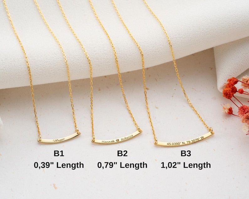 Customized Curved Bar Name Necklace Vera Lux