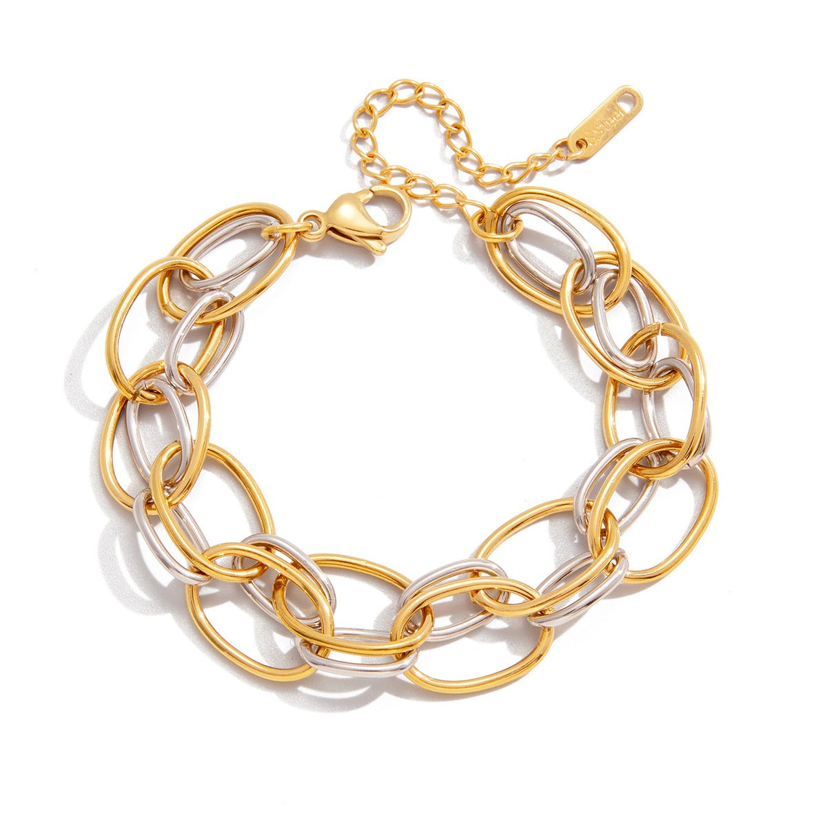18K gold-plated, lightweight, and luxurious two-tone titanium steel bracelet. Vera Lux