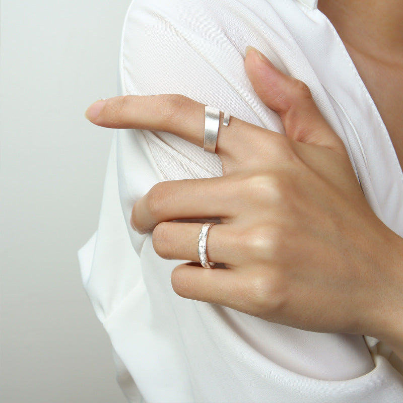 S925 Sterling Silver Open Ring, Minimalist Brushed Plain Silver Band, Korean Style Silver Jewelry Wholesale Vera Lux
