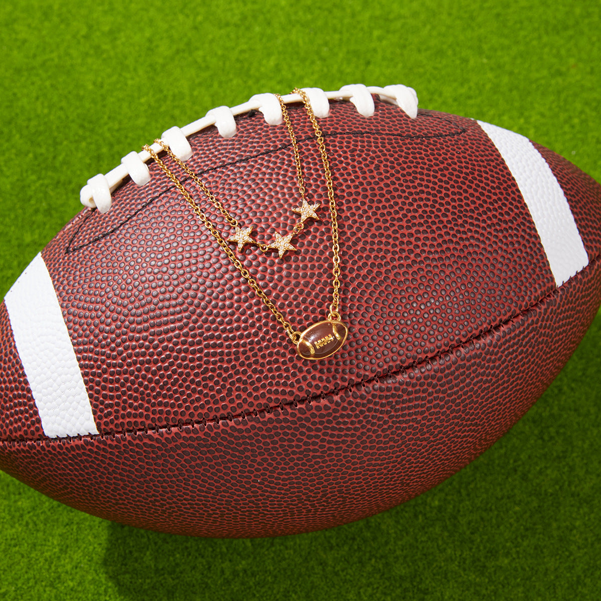 Stainless Steel Football Pendant Necklace Vera Lux