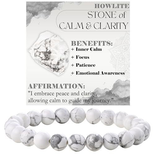 8mm Natural Stone Bead Bracelet White Turquoise Vera Lux