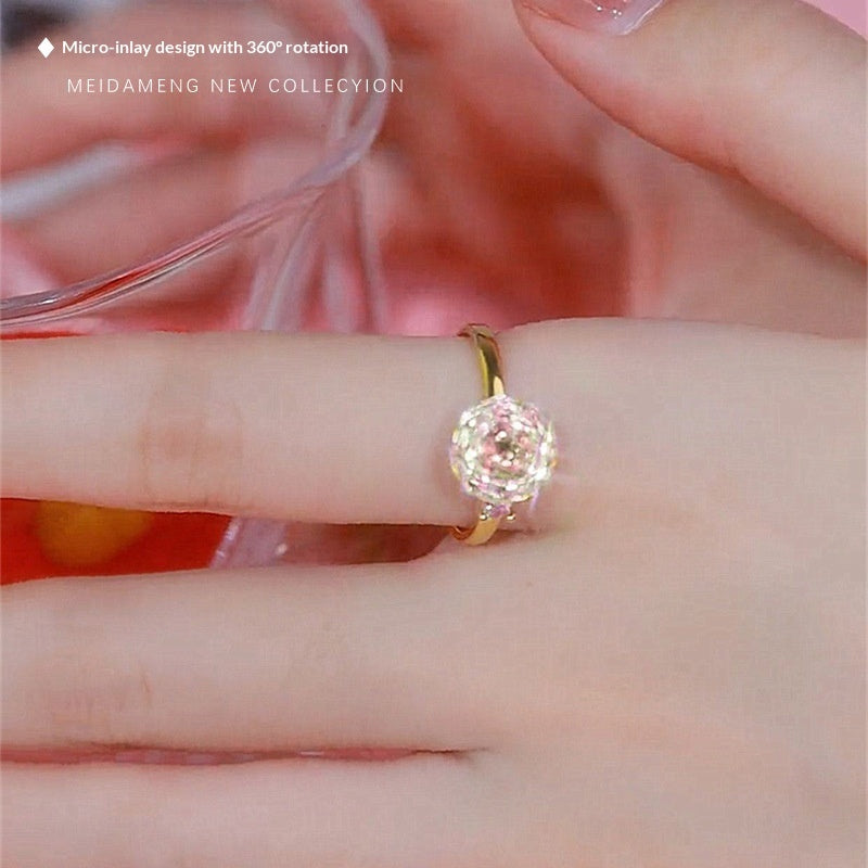 Womens Fashionable Rotatable Simple Elegant All-Match Ring With Flower Design Vera Lux