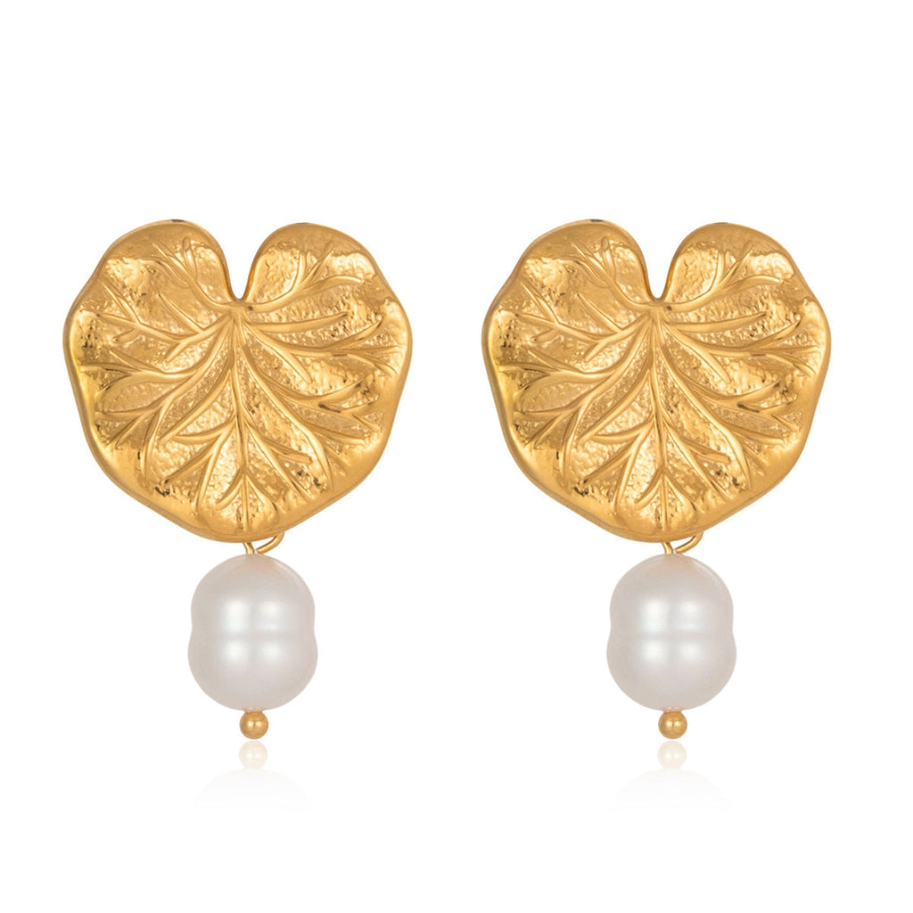 Freshwater Pearl Lotus Drop Earrings Vera Lux