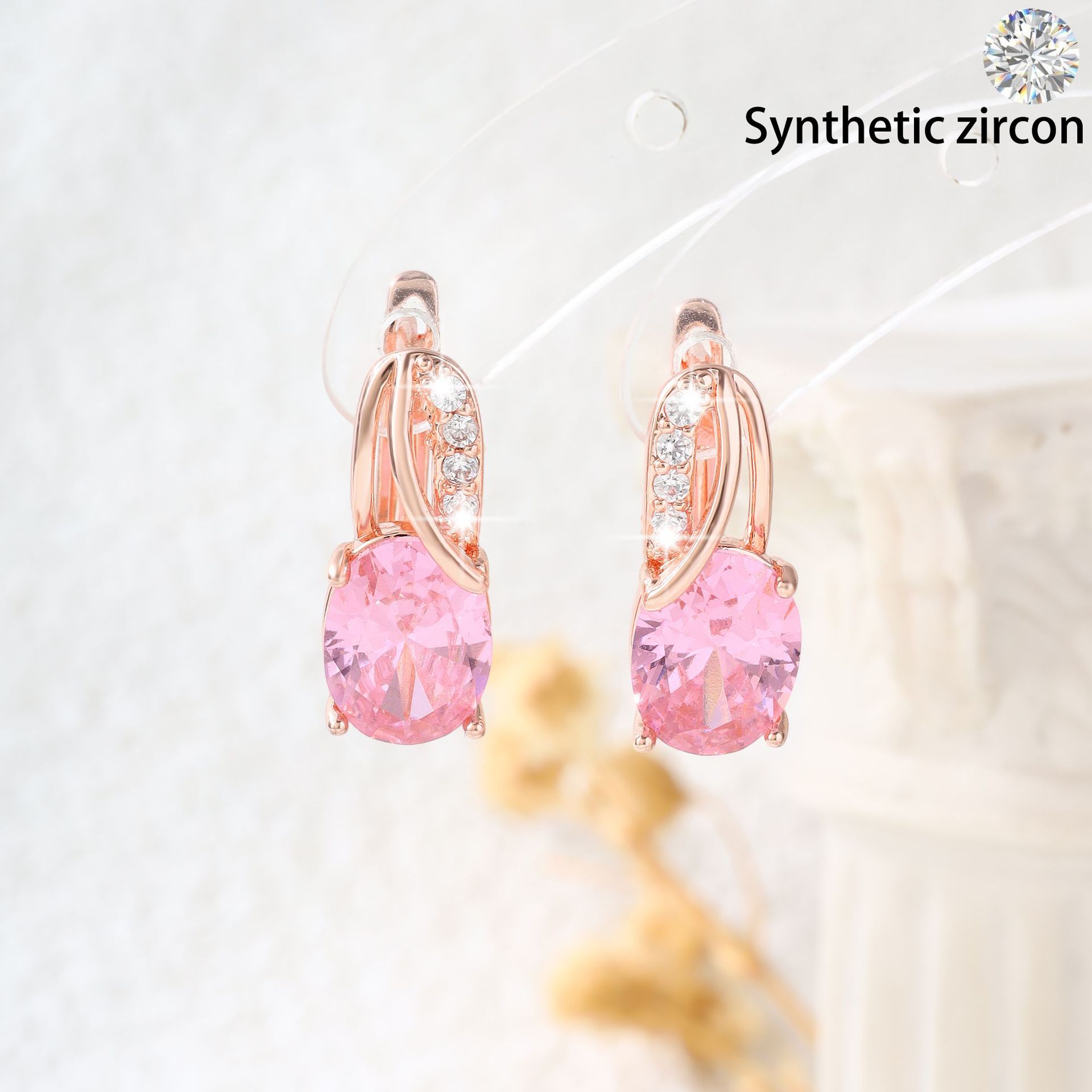 High-End Oval Colored Zircon Earrings Vera Lux