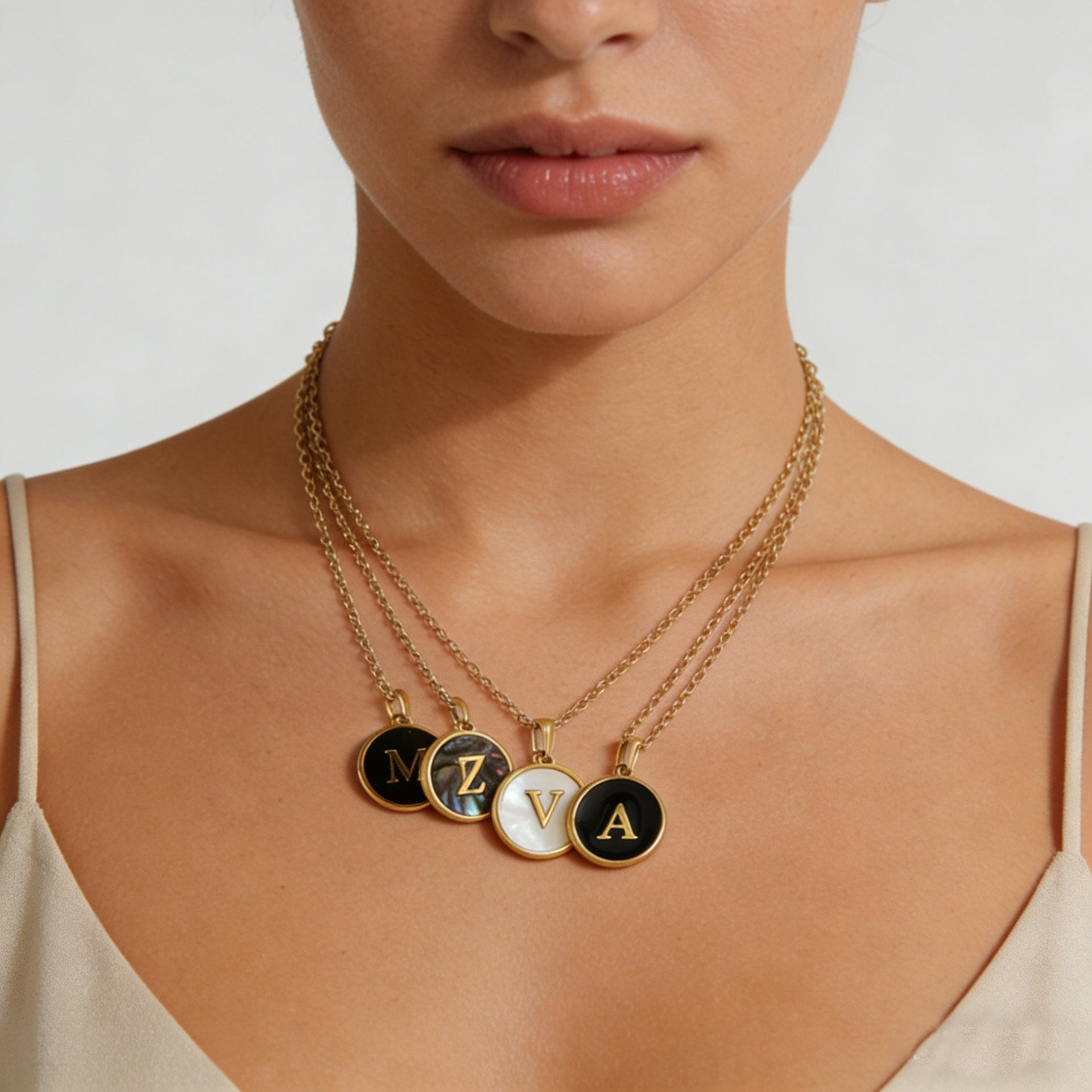 Natural Shell Initial Necklace Collection Vera Lux