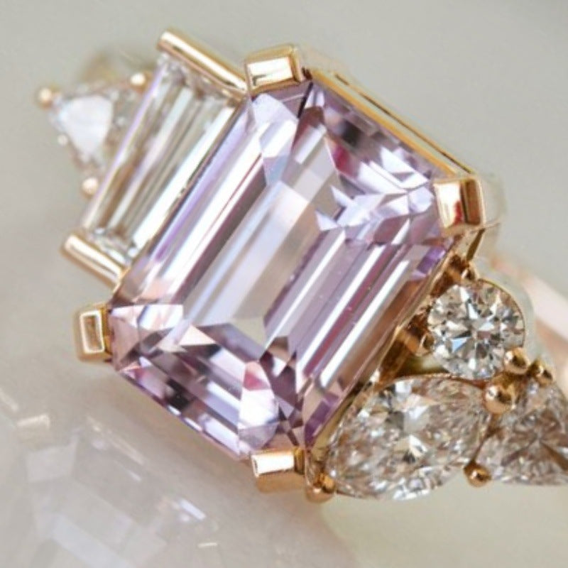 New Diamond Two Tone Square Princess Ring Vera Lux