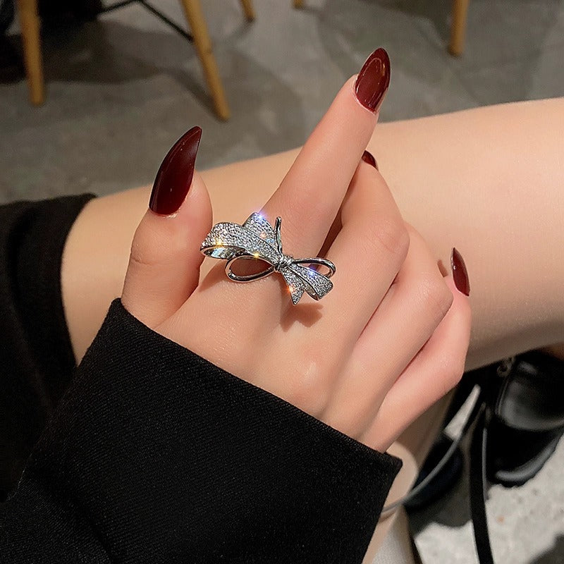High-end Bow Ring For Women, Niche Light Luxury, Fashionable & Unique INS Style, Exquisite Open Index Finger Ring Vera Lux