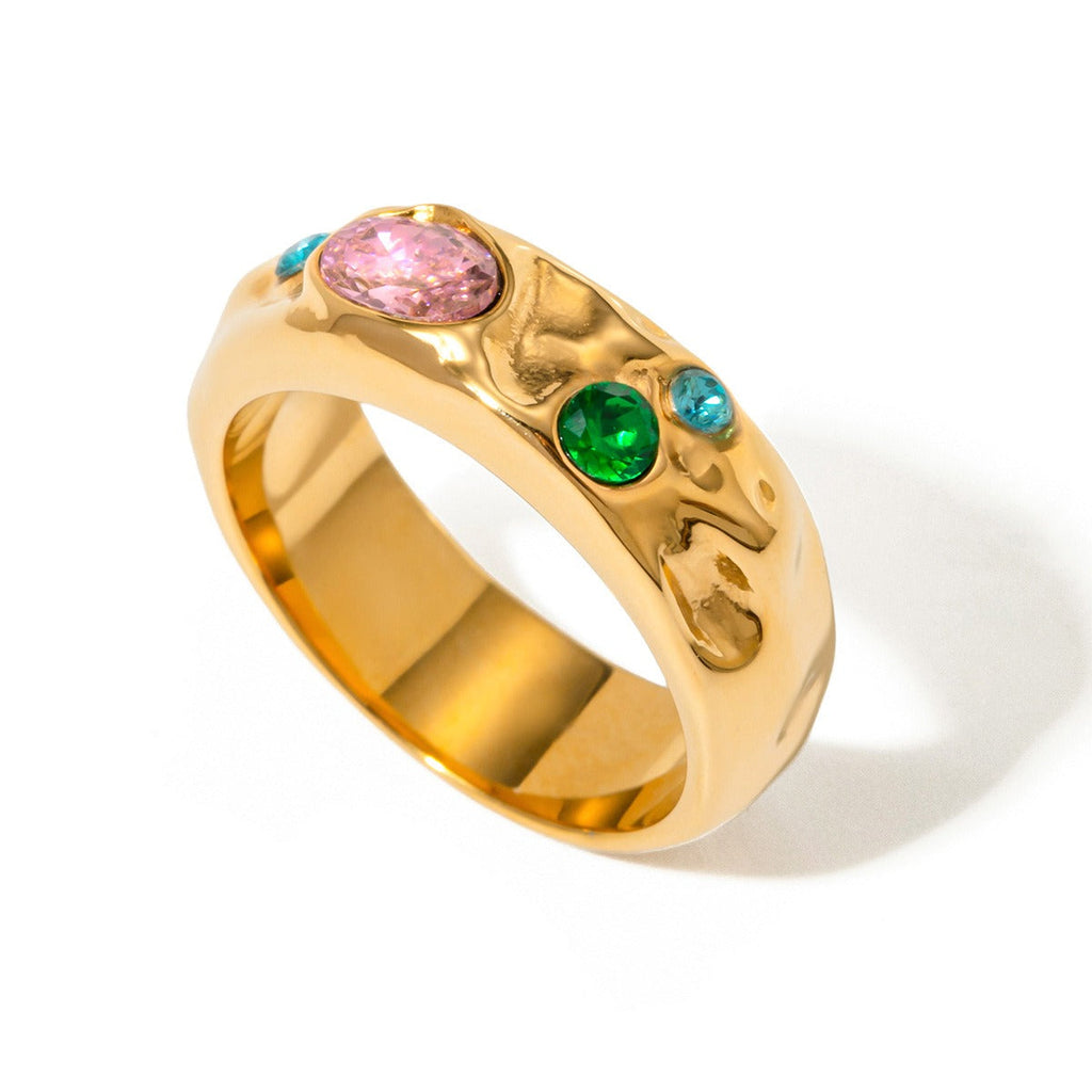 18K gold inlaid gemstone exquisite design noble ring Vera Lux