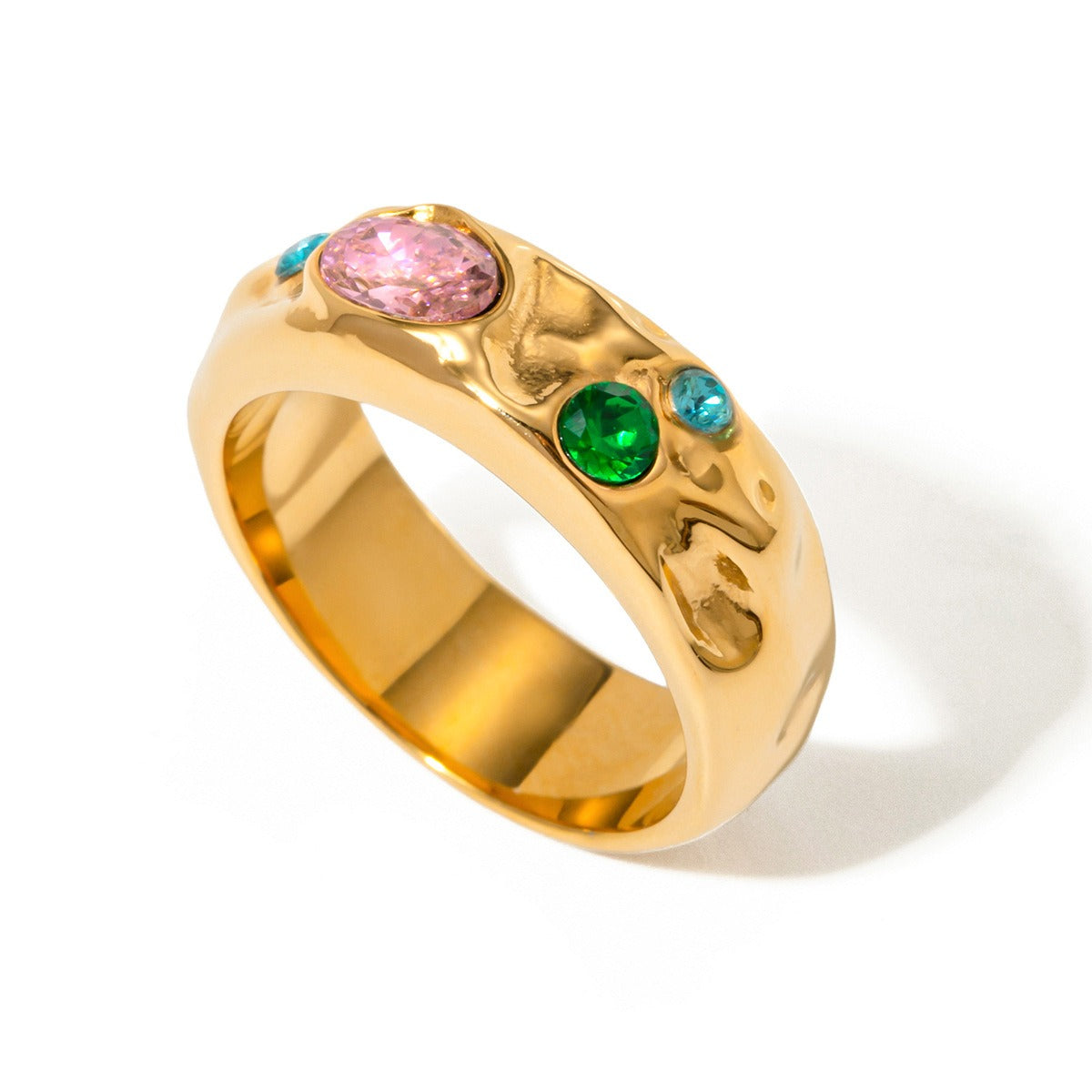 18K gold inlaid gemstone exquisite design noble ring Vera Lux