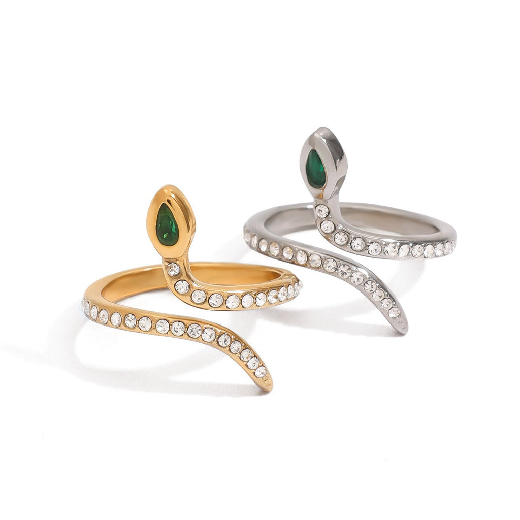 18K gold and titanium steel snake ring Vera Lux