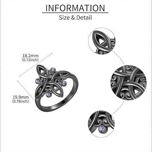 Purple Zircon Gun Black Personalized Hollow-Out Ring European And American High-End Style Vera Lux