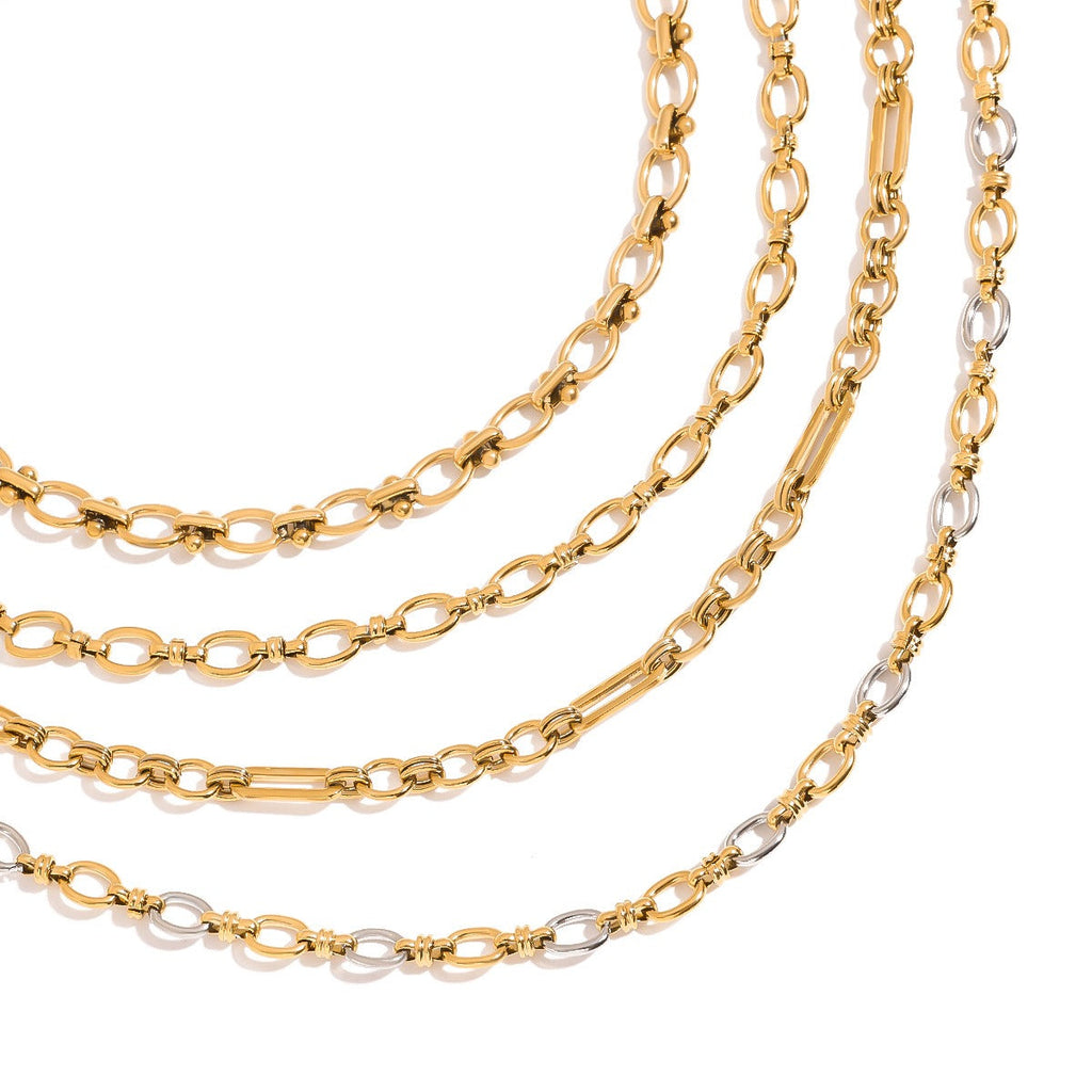 18K gold chain with gold and silver color matching design simple and elegant necklace Vera Lux