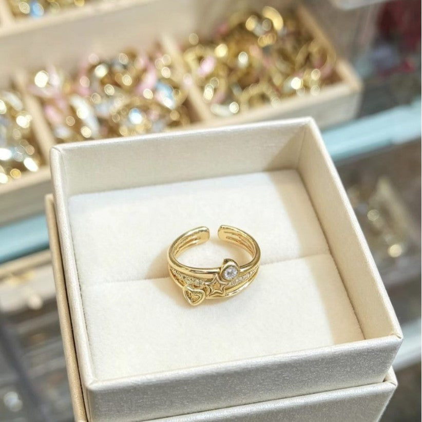 Womens Geometric Line And Polka-dot Diamond-studded Ring Vera Lux