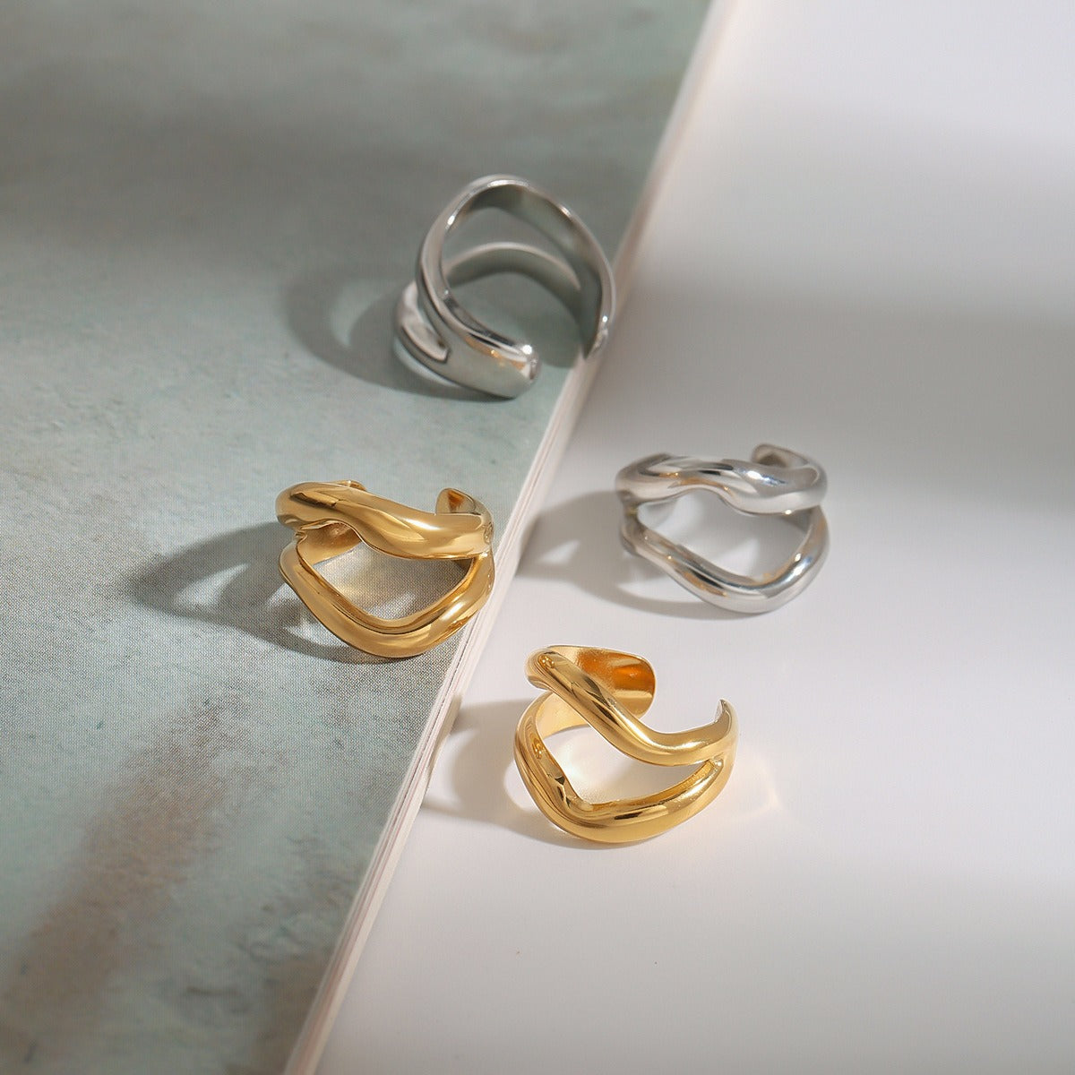 18K gold irregular shape with hollow design simple and elegant earrings Vera Lux