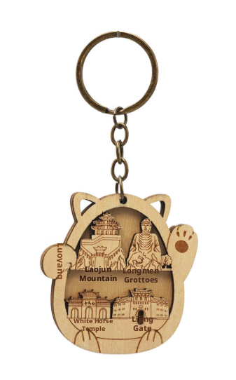 Wood carving keychain-Luoyang-basswood-5.7 * 0.65cm-1 piece Vera Lux